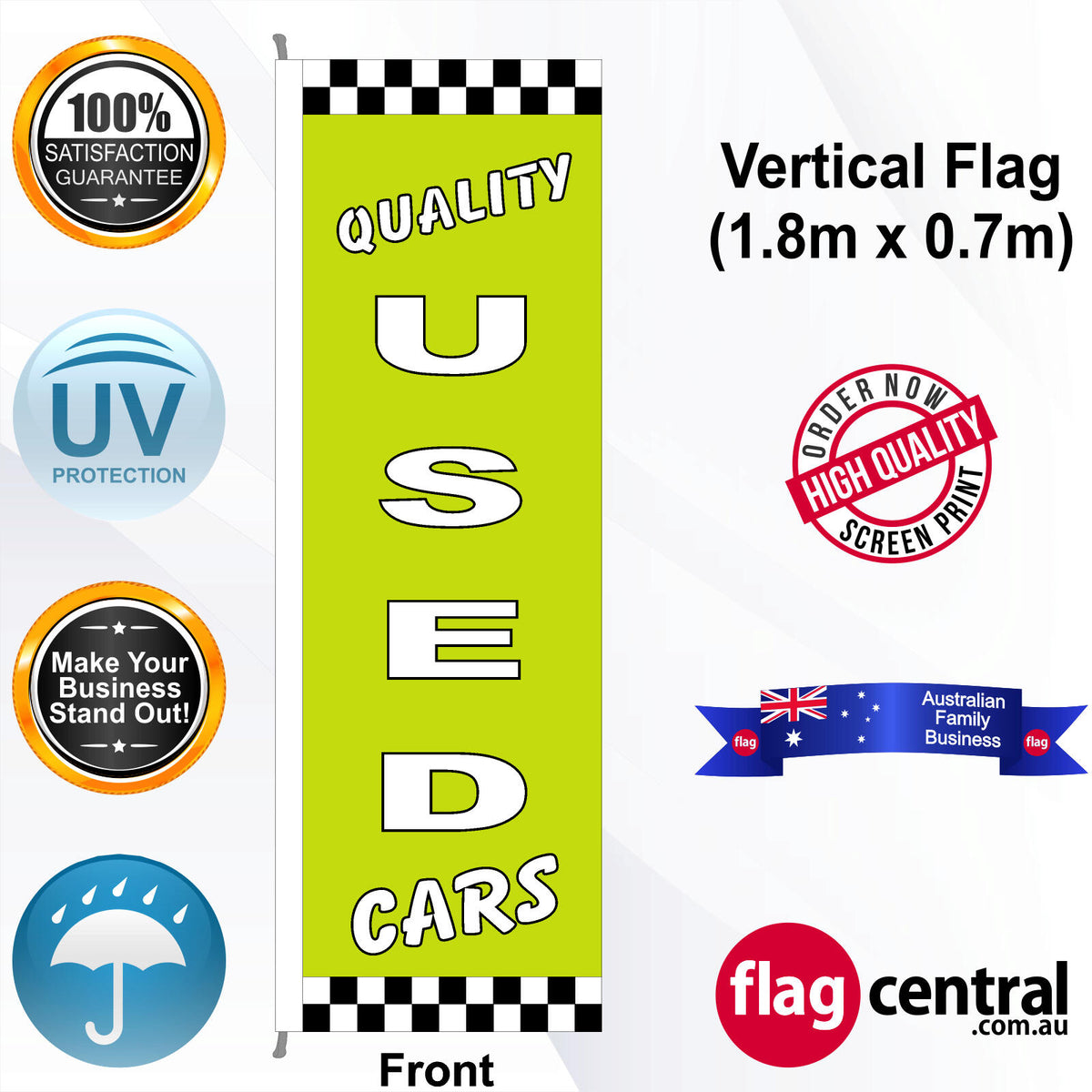 QUALITY USED CARS Vertical Flag - Front