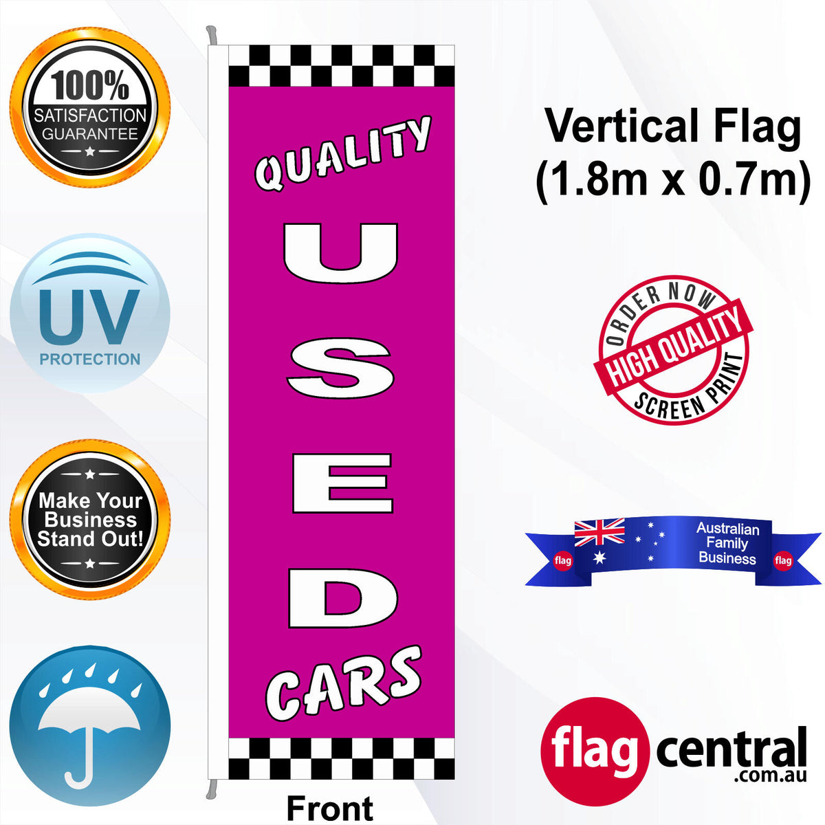 QUALITY USED CARS Vertical Flag - Front
