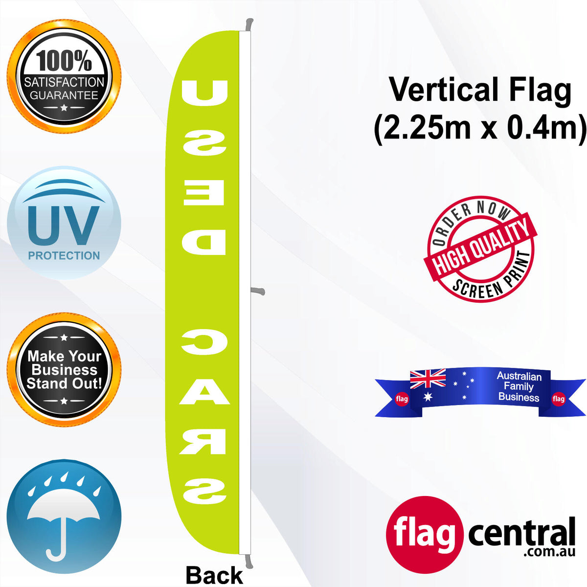 USED CARS Vertical Flag - Rear