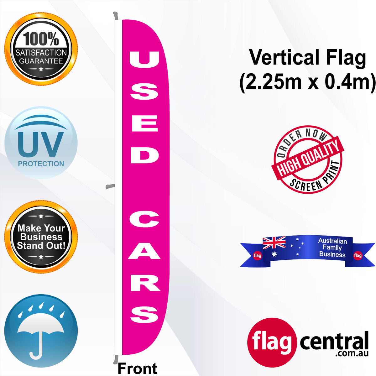 USED CARS Vertical Flag - Front