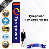 Tyrepower Blue 4.3m Large Flat Top Flag - Bundle