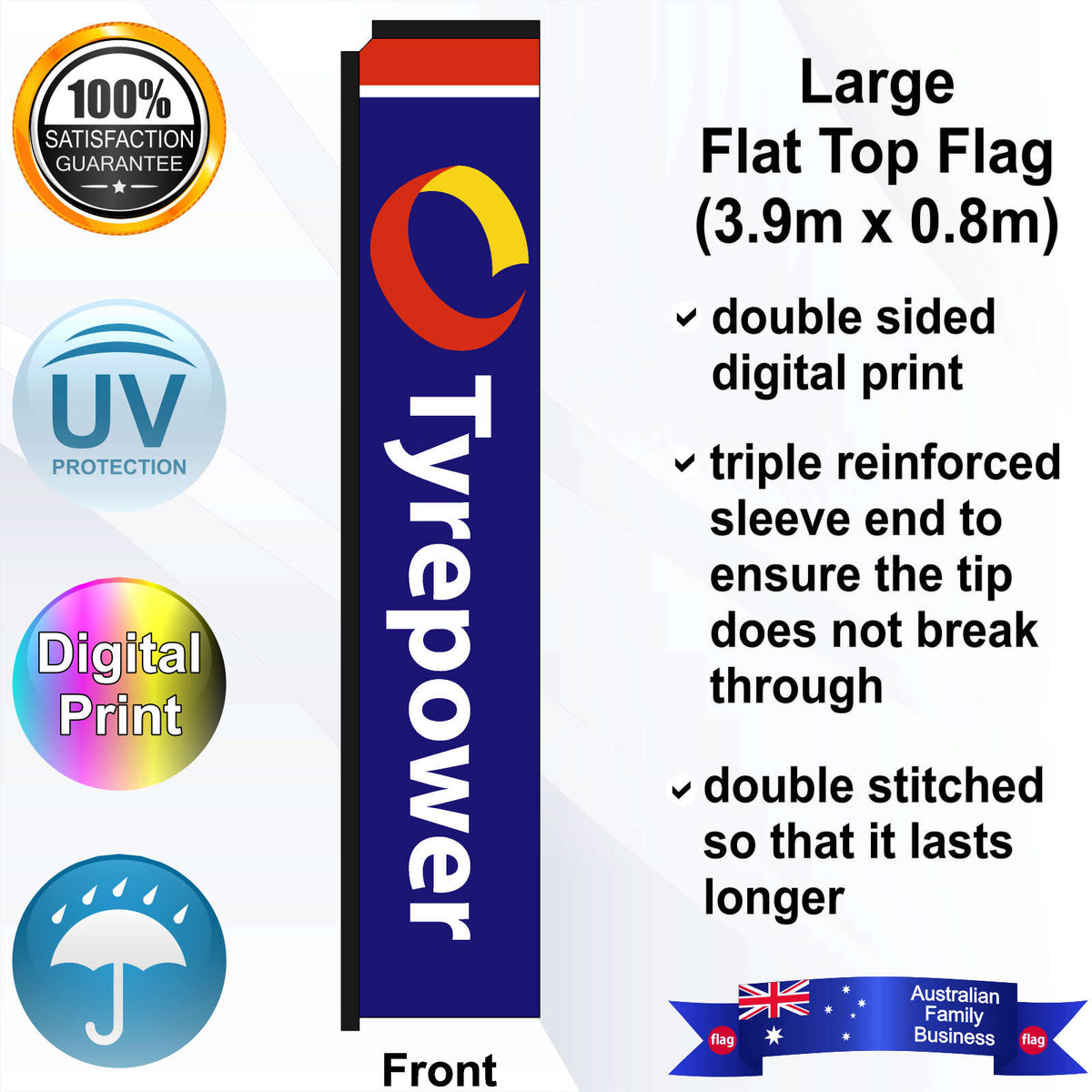 Tyrepower Flat Top Flag - Front