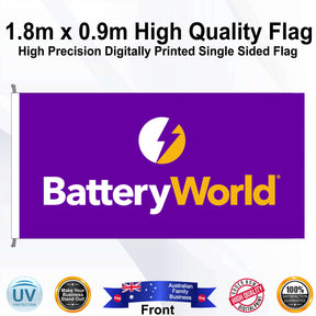 Battery World Rectangle Flag - Front