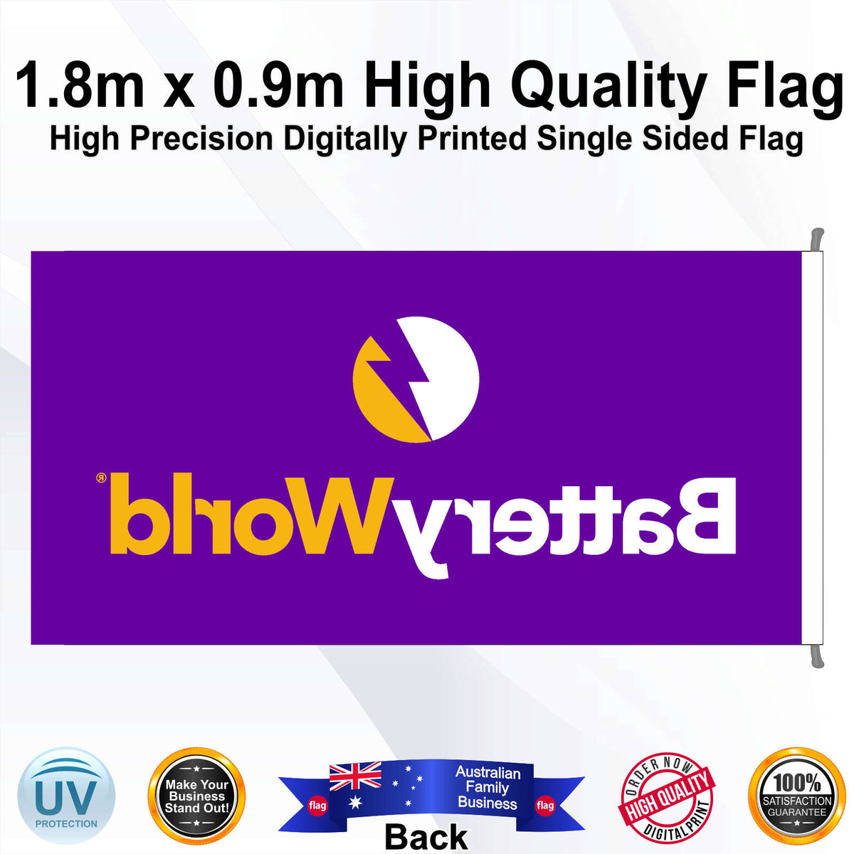 Battery World Rectangle Flag - Rear