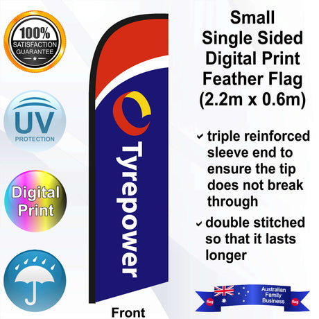 Custom Tyrepower Blue 2.7m Small Feather Flag - Front