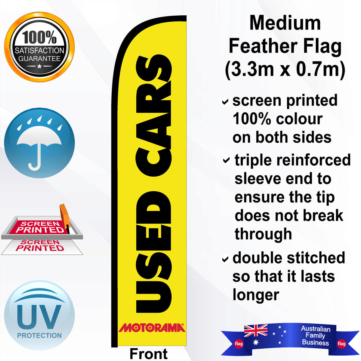 MOTORAMA USED CARS Feather Flag - Front
