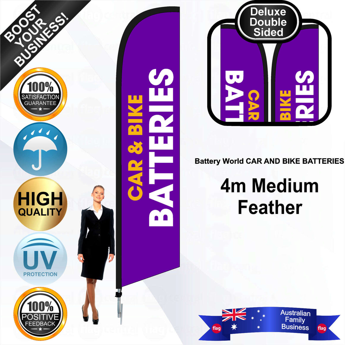 Battery World CAR AND BIKE BATTERIES Feather Flag - Bundle