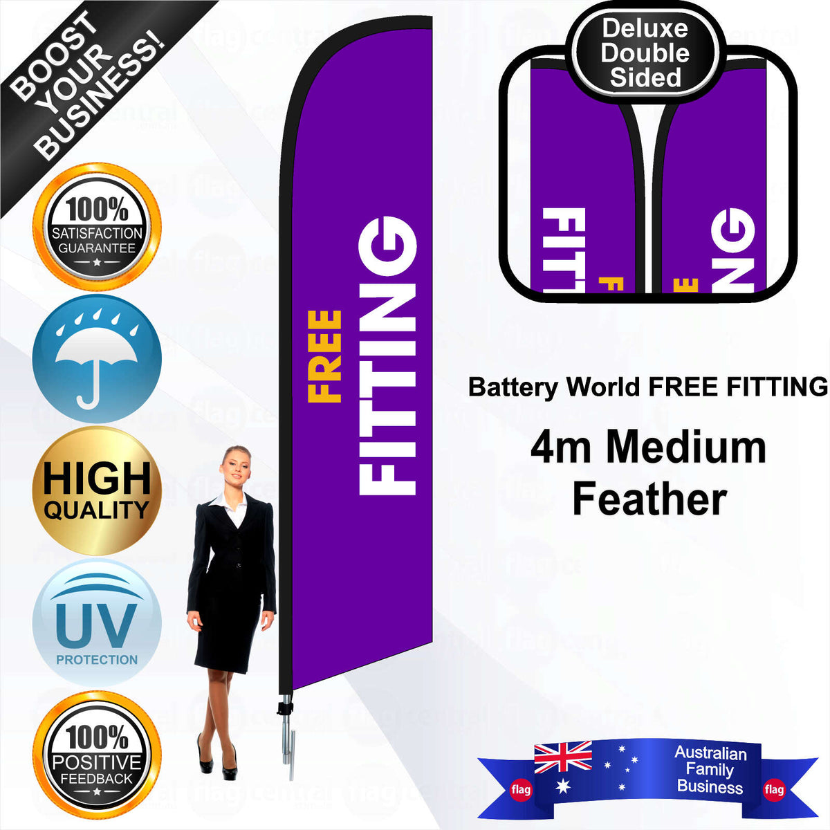 Battery World FREE FITTING Feather Flag - Bundle