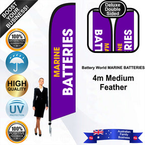 Battery World MARINE BATTERIES Feather Flag - Bundle