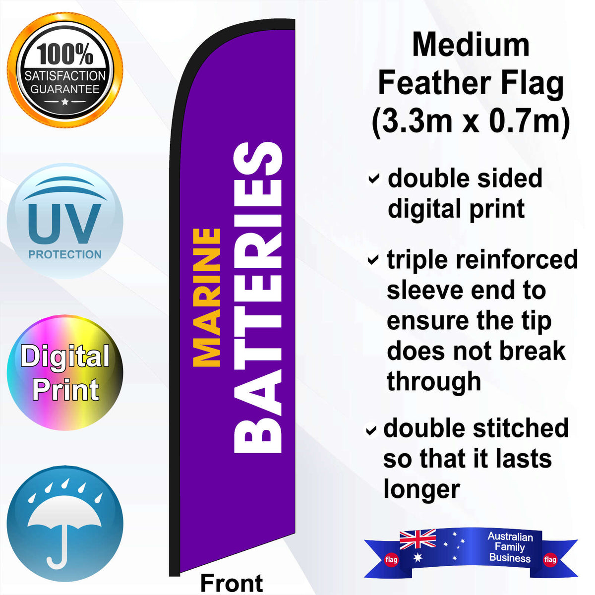 Battery World MARINE BATTERIES Feather Flag - Front
