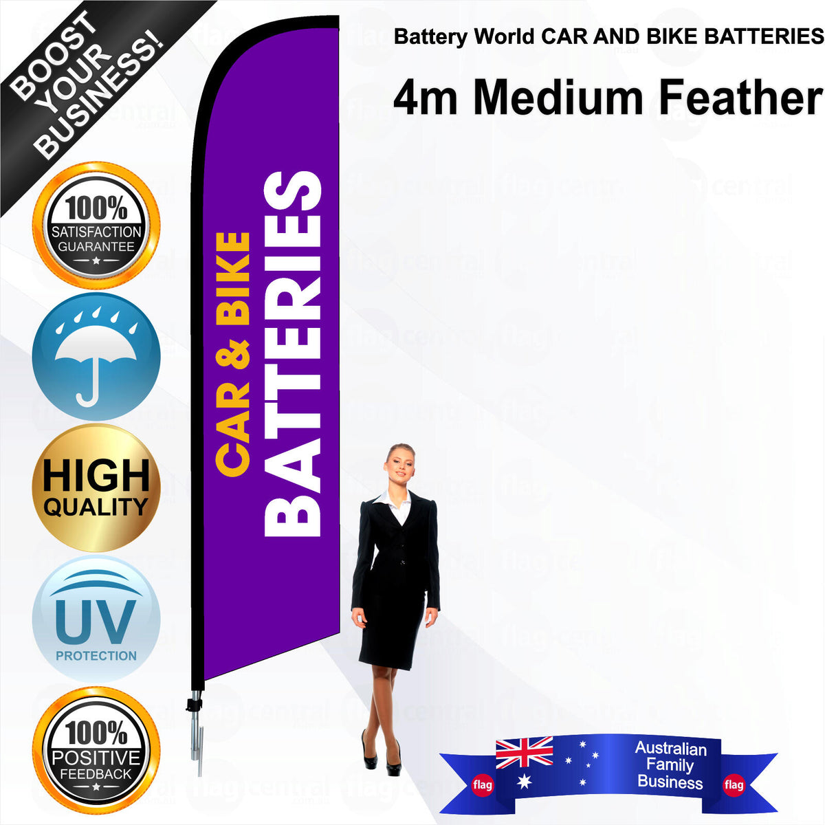 Battery World CAR AND BIKE BATTERIES Feather Flag - Bundle