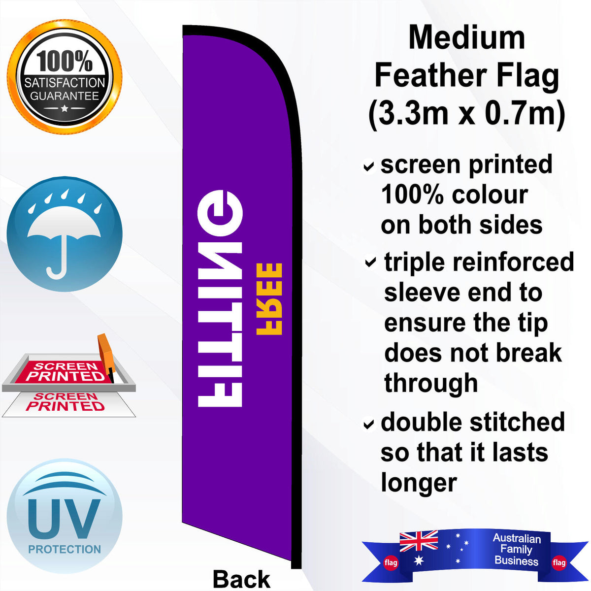 Battery World FREE FITTING Feather Flag - Rear