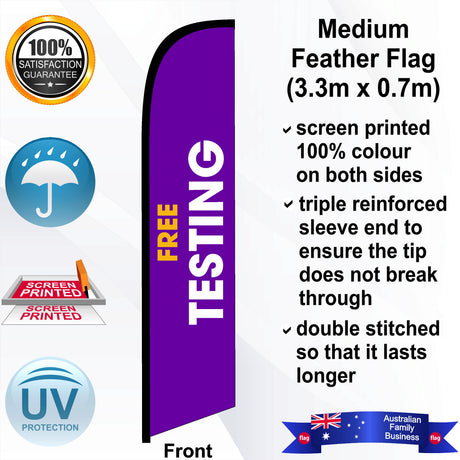 Battery World FREE TESTING Feather Flag - Front