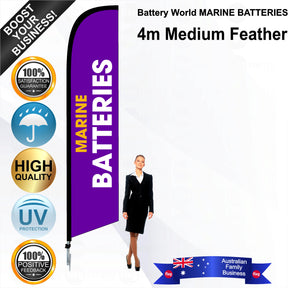 Battery World MARINE BATTERIES Feather Flag - Bundle