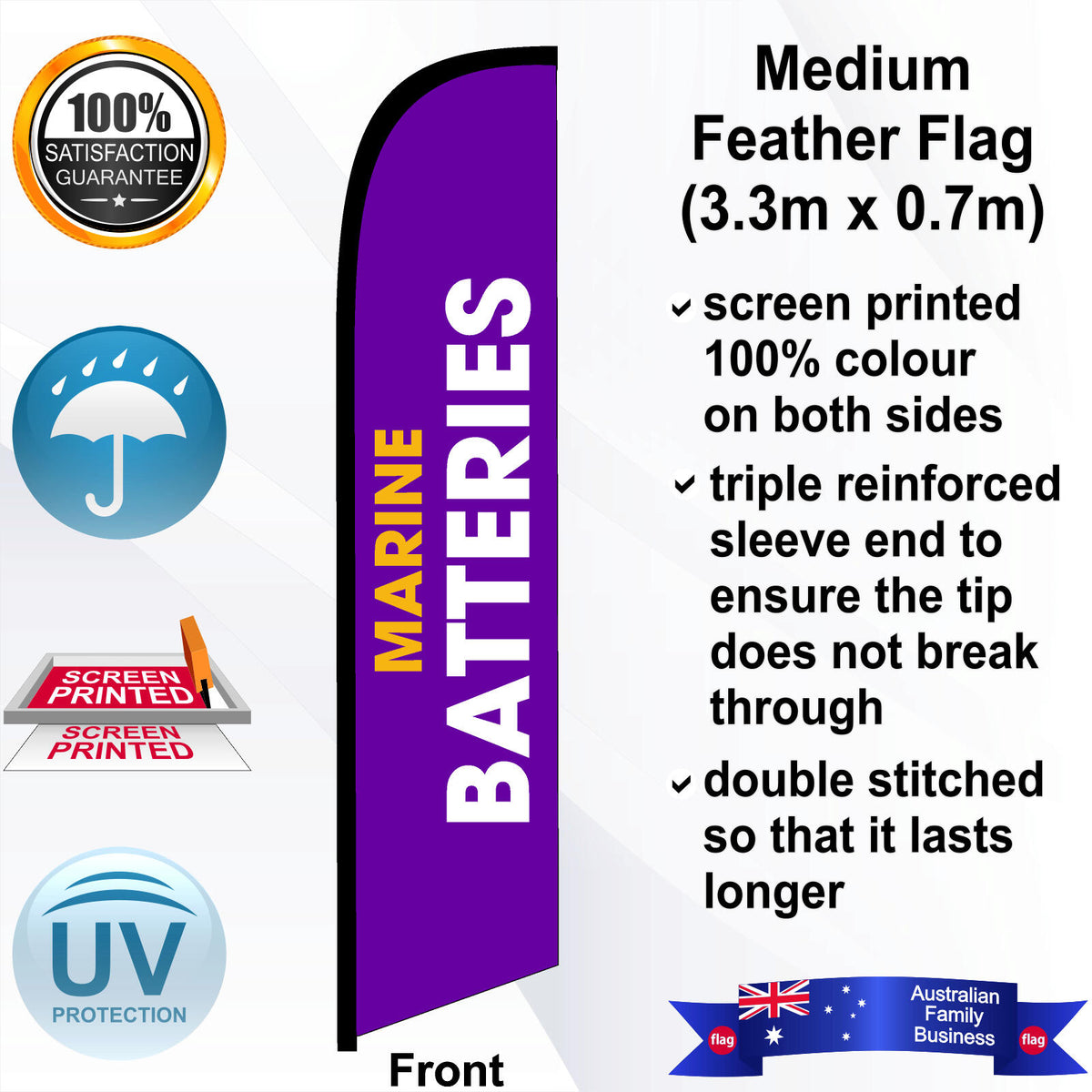 Battery World MARINE BATTERIES Feather Flag - Front