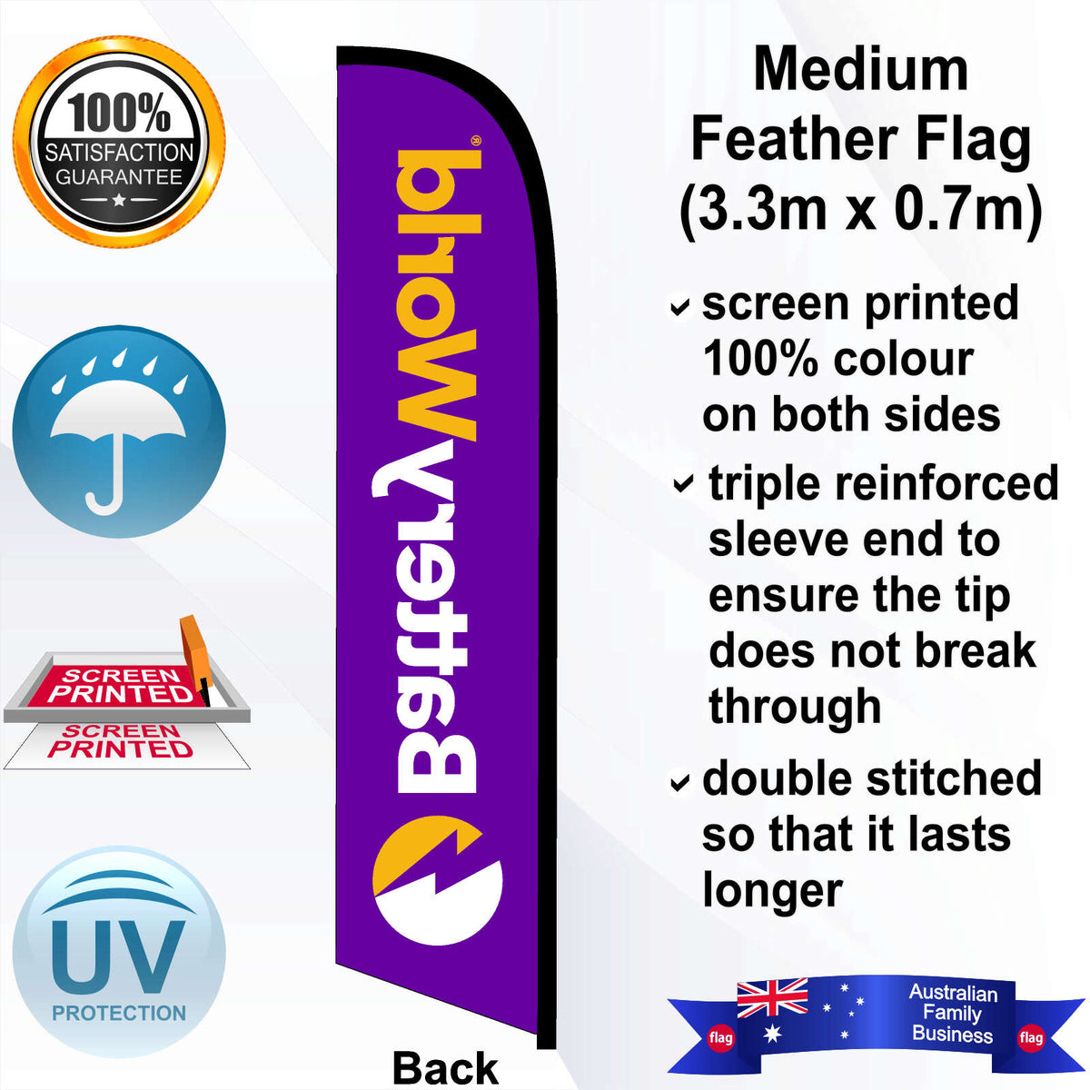 Battery World Feather Flag - Rear
