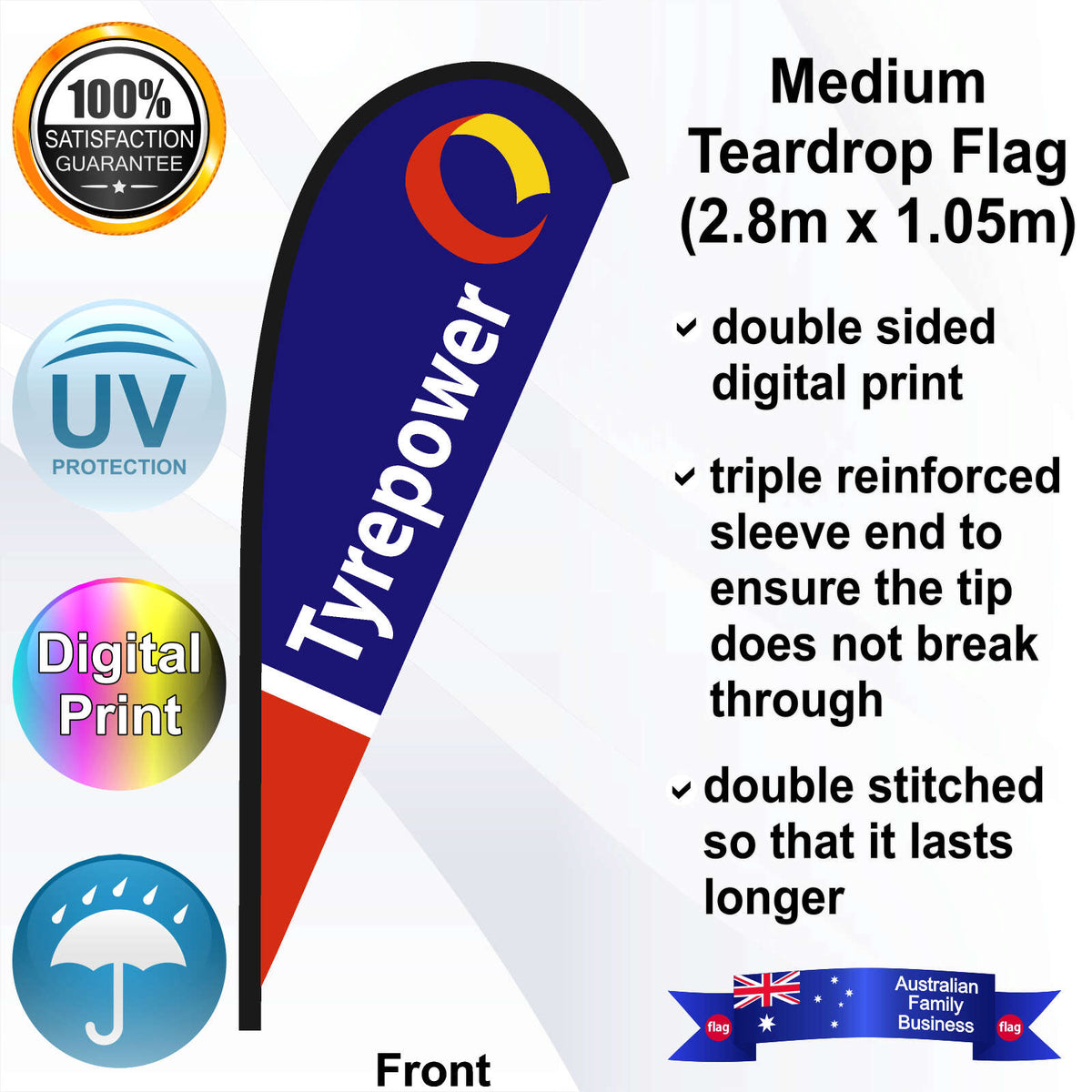 Tyrepower Teardrop Flag - Front