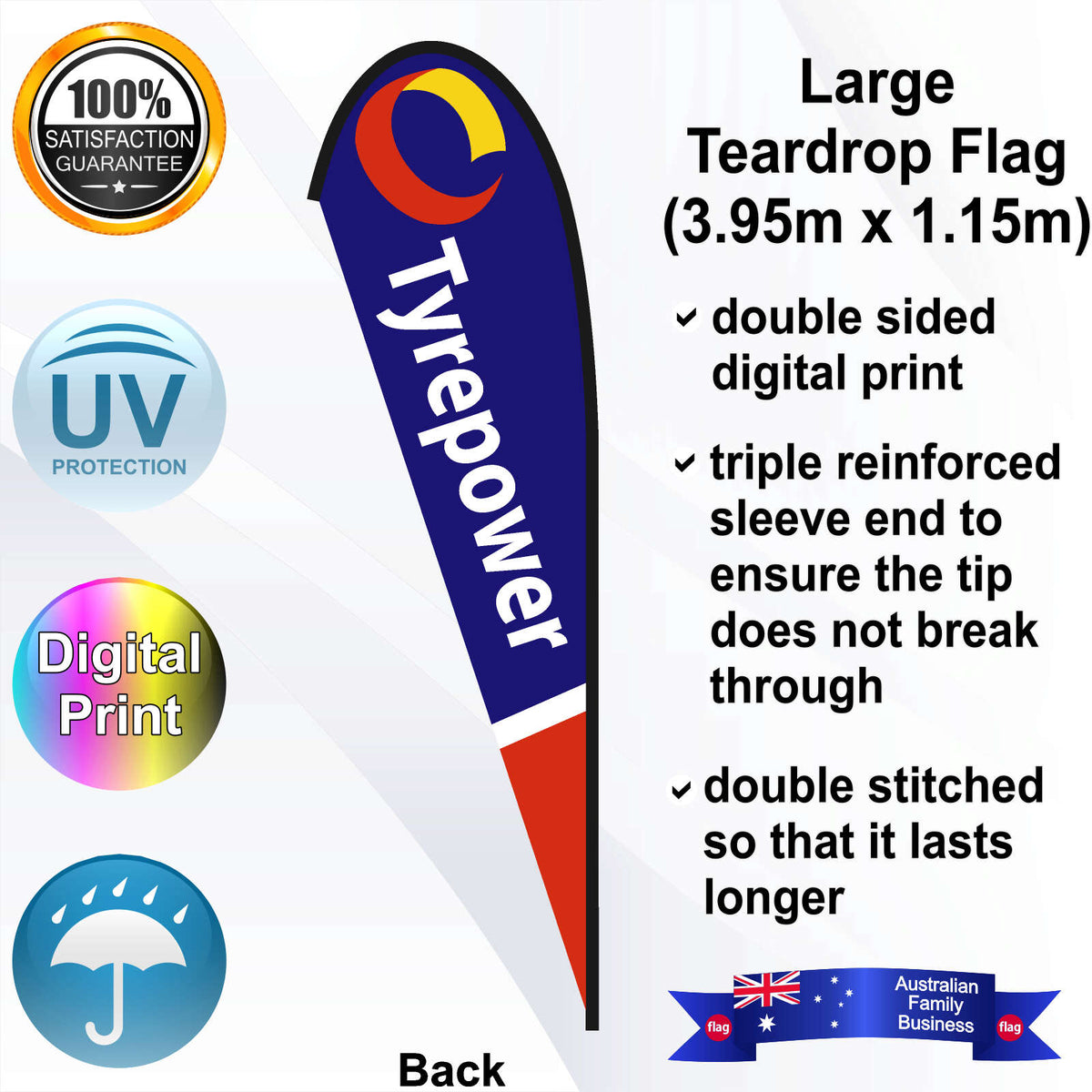 Tyrepower Teardrop Flag - Rear