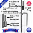 Double Ground Spike 51cm Galvanised Flag Base