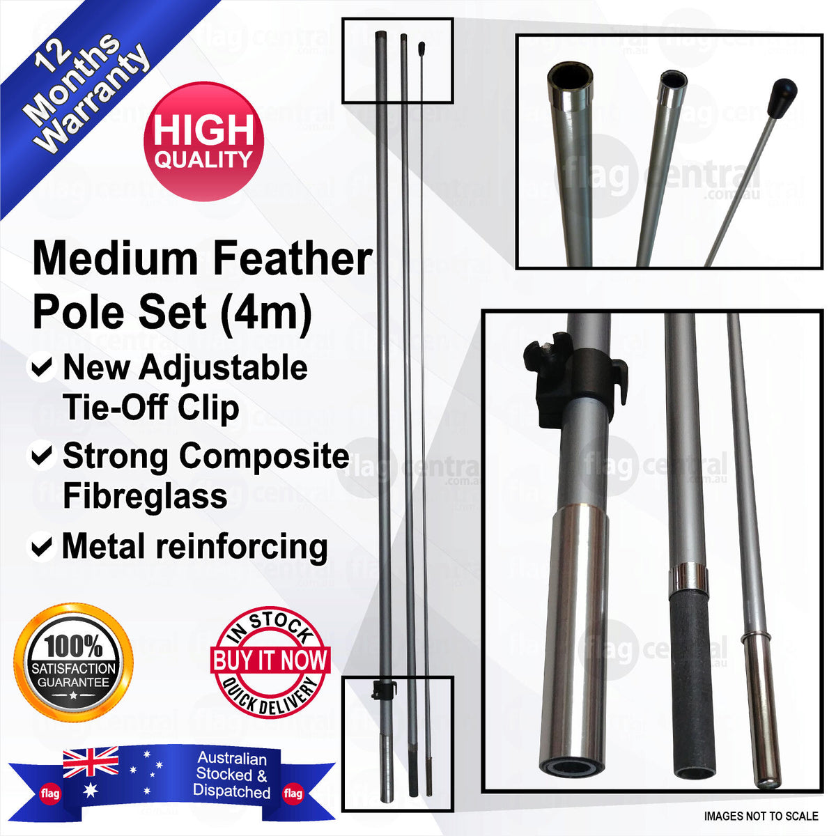 Feather Medium Flag Pole (4m) 0m x 0m cm x MDcm Feather Pole Set