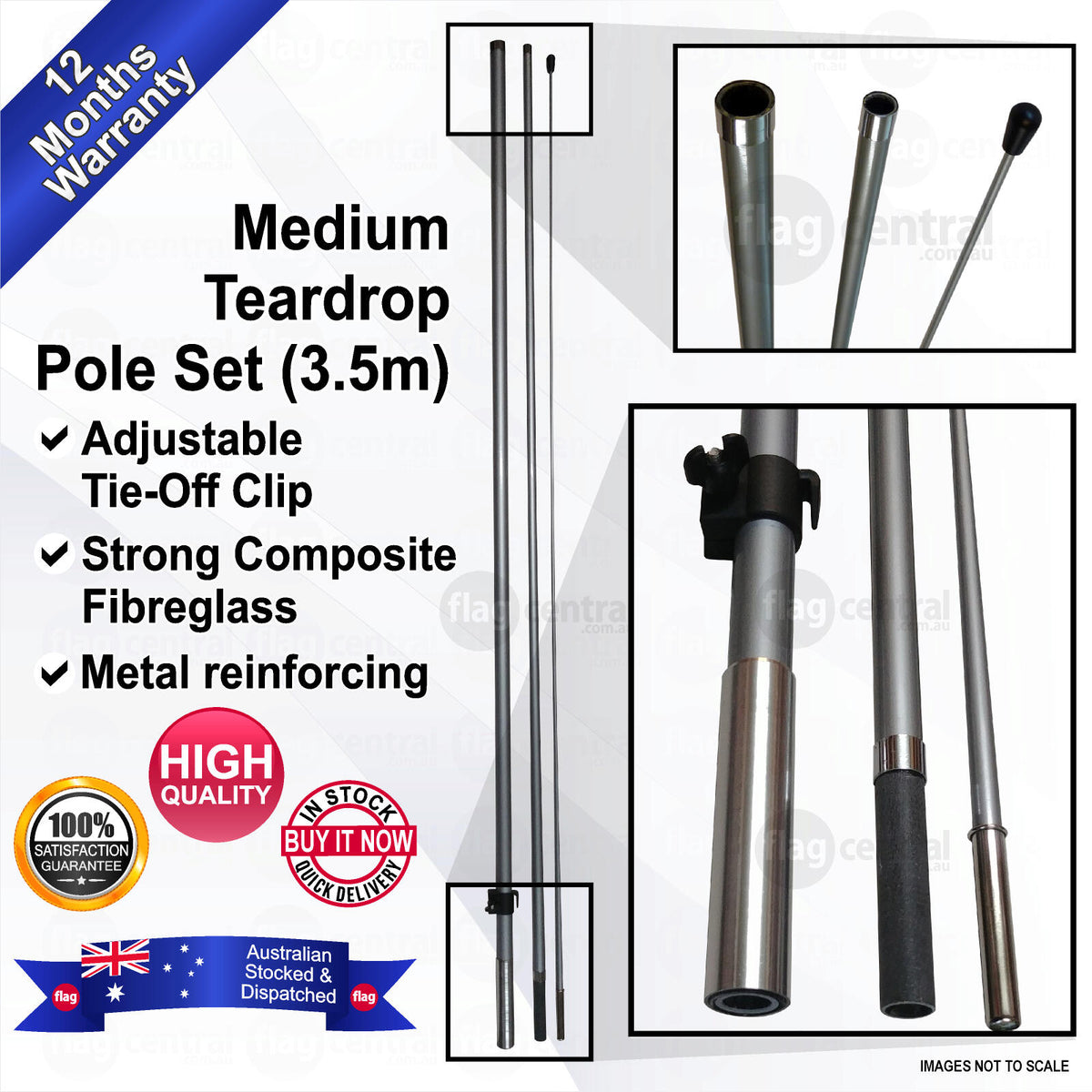 Teardrop Medium Flag Pole (3.5m) 0m x 0m cm x MDcm Teardrop Pole Set