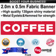 COFFEE Red 2m x 0.5m 200cm x 50cm Banner - Front
