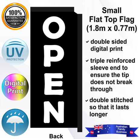 OPEN Flat Top Flag - Rear
