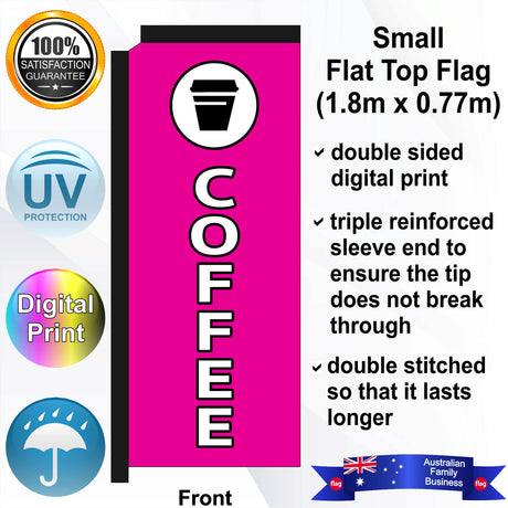 COFFEE with TAKEAWAYCUP Flat Top Flag - Front