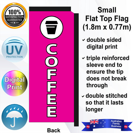 COFFEE with TAKEAWAYCUP Flat Top Flag - Rear