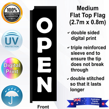 OPEN Flat Top Flag - Front