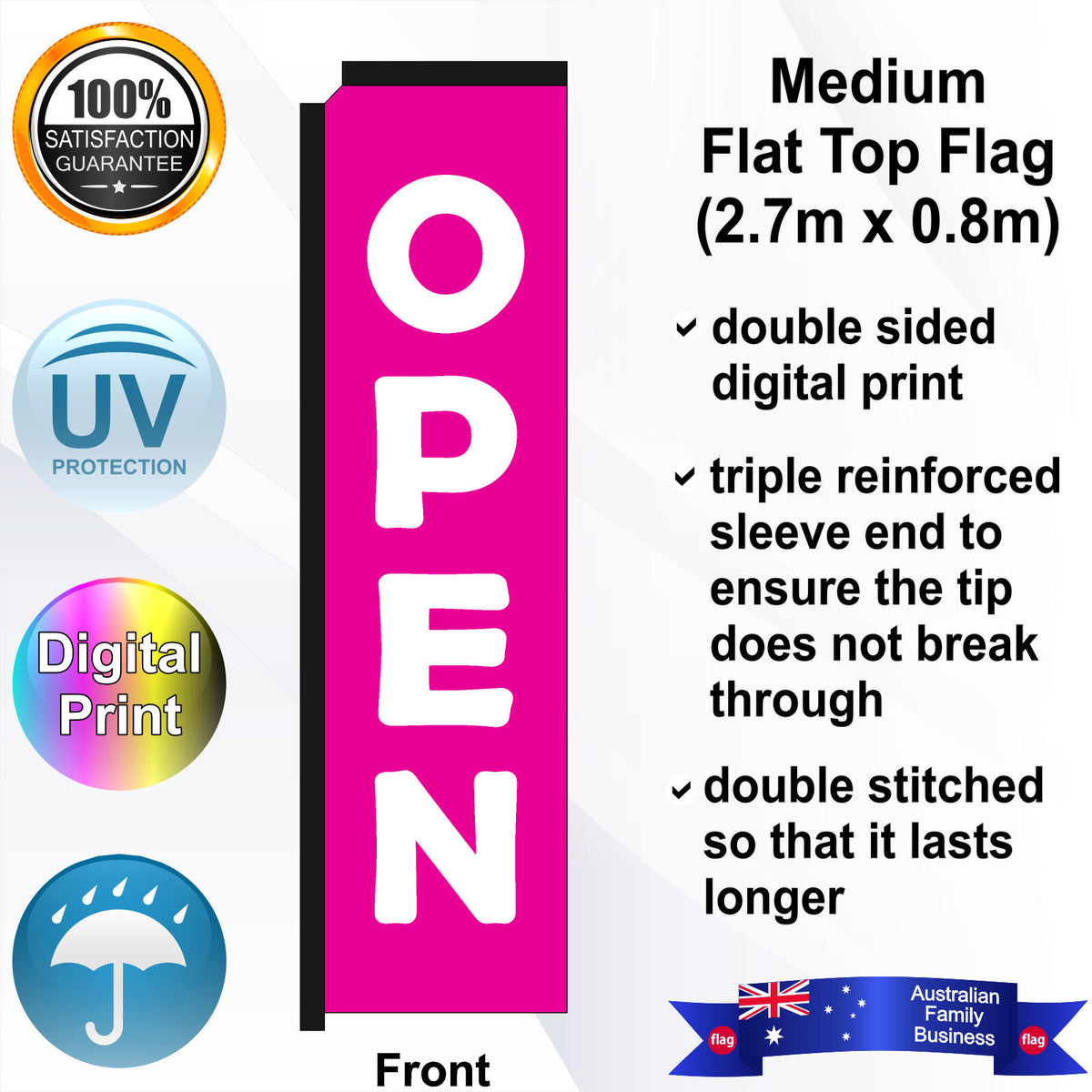 OPEN Flat Top Flag - Front
