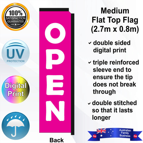 OPEN Flat Top Flag - Rear
