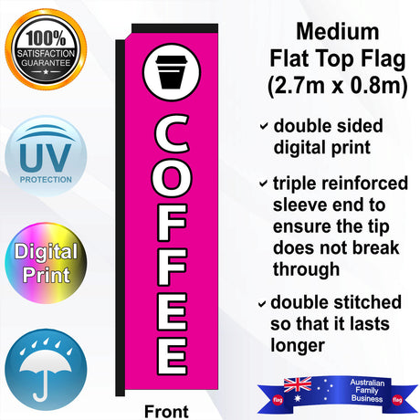 COFFEE with TAKEAWAYCUP Flat Top Flag - Front