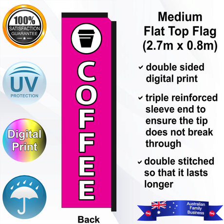 COFFEE with TAKEAWAYCUP Flat Top Flag - Rear