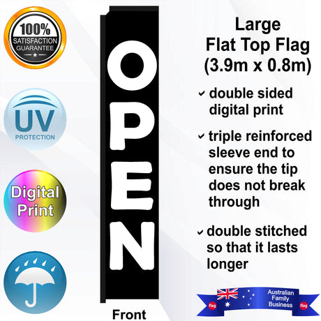 OPEN Flat Top Flag - Front