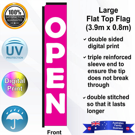 OPEN Flat Top Flag - Front