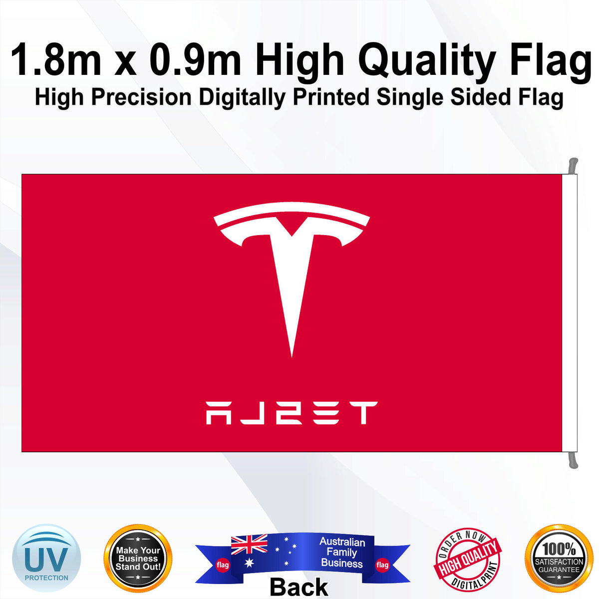 TESLA Rectangle Flag - Rear