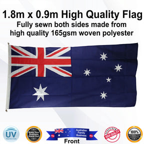 Australian Fully Sewn Premium Blue 1.8m x 0.9m Standard Flag - Front