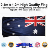 Australian Heavy Duty Shiny Blue 2.4m x 1.2m Large Standard Flag - Rear