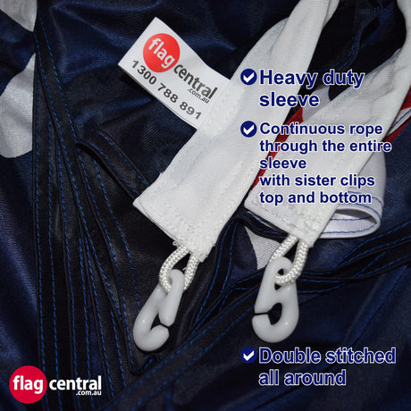 Australian Heavy Duty Shiny Blue 2.4m x 1.2m Large Standard Flag - Image 3
