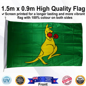 BOXING KANGAROO Green 1.5m x 0.9m Small Rectangle Flag - Front