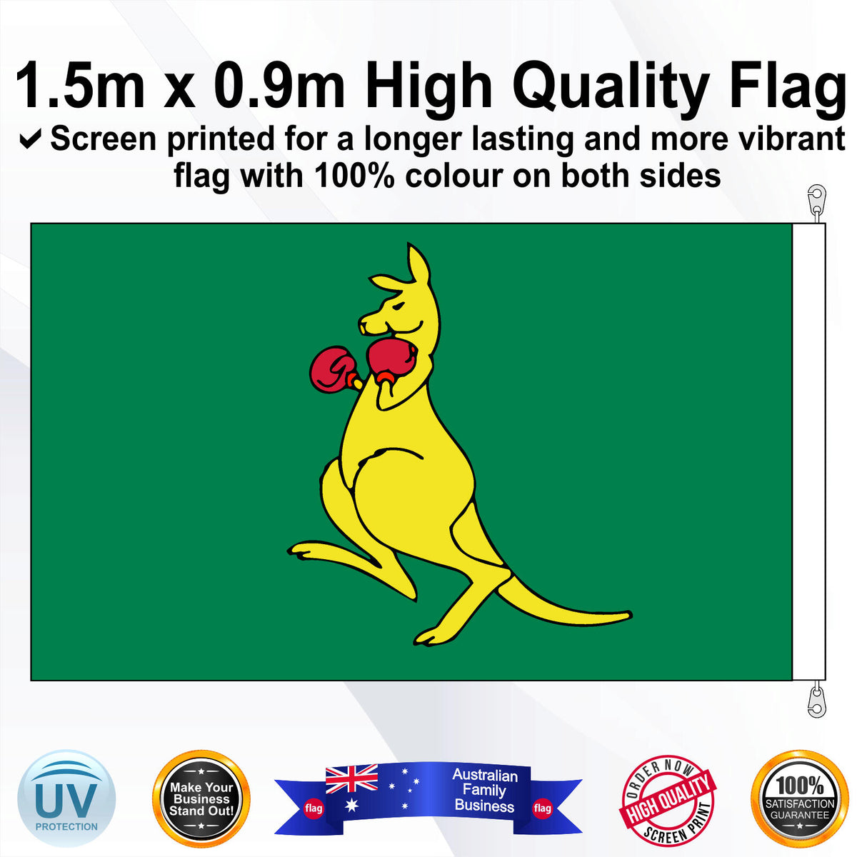 BOXING KANGAROO Green 1.5m x 0.9m Small Rectangle Flag - Image 4