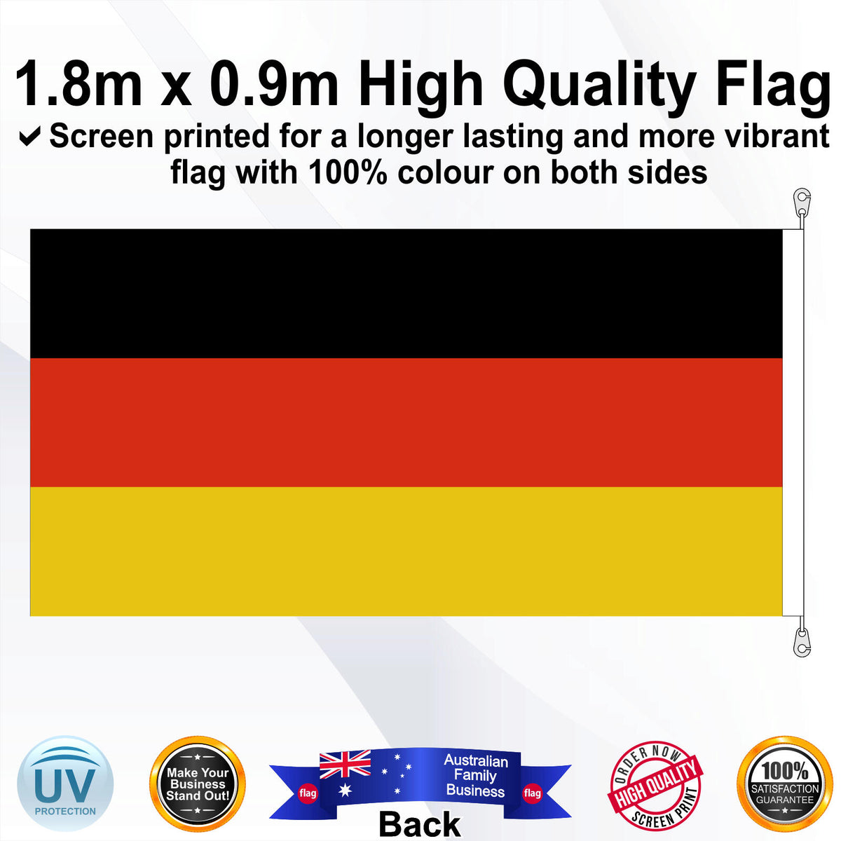 GERMANY 1.8m x 0.9m Medium Rectangle Flag - Rear