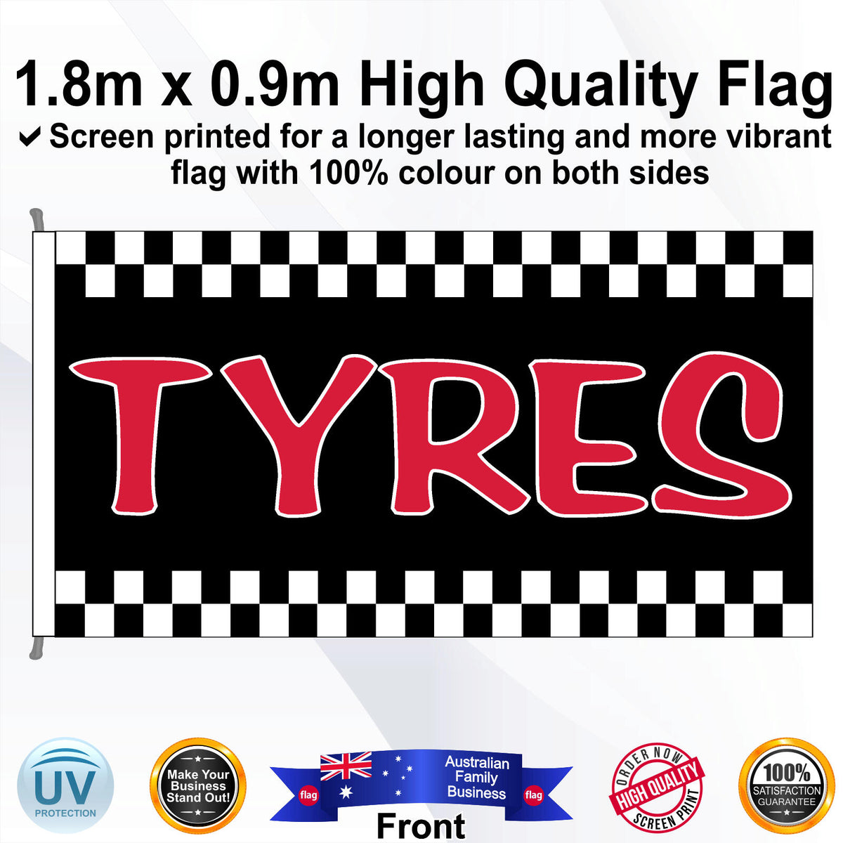 TYRES Rectangle Flag - Front