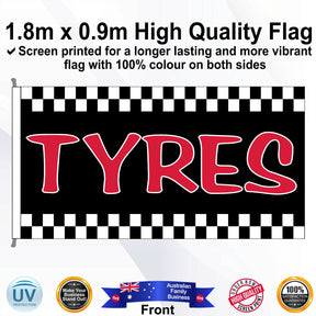 TYRES Rectangle Flag - Front