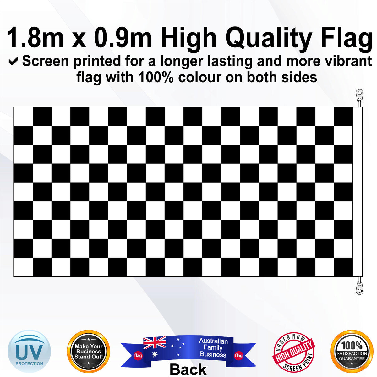 CHECKERED Rectangle Flag - Rear