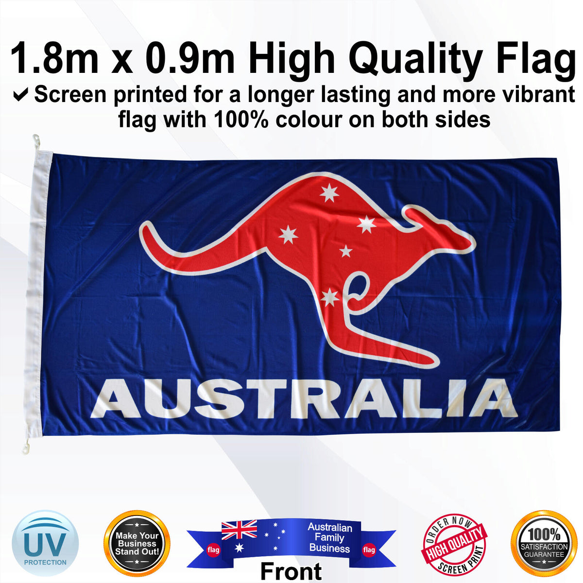 AUSTRALIA ROO Blue 1.8 x 0.9m Rectangle Flag - Front