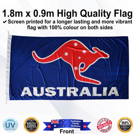 AUSTRALIA ROO Blue 1.8 x 0.9m Rectangle Flag - Front