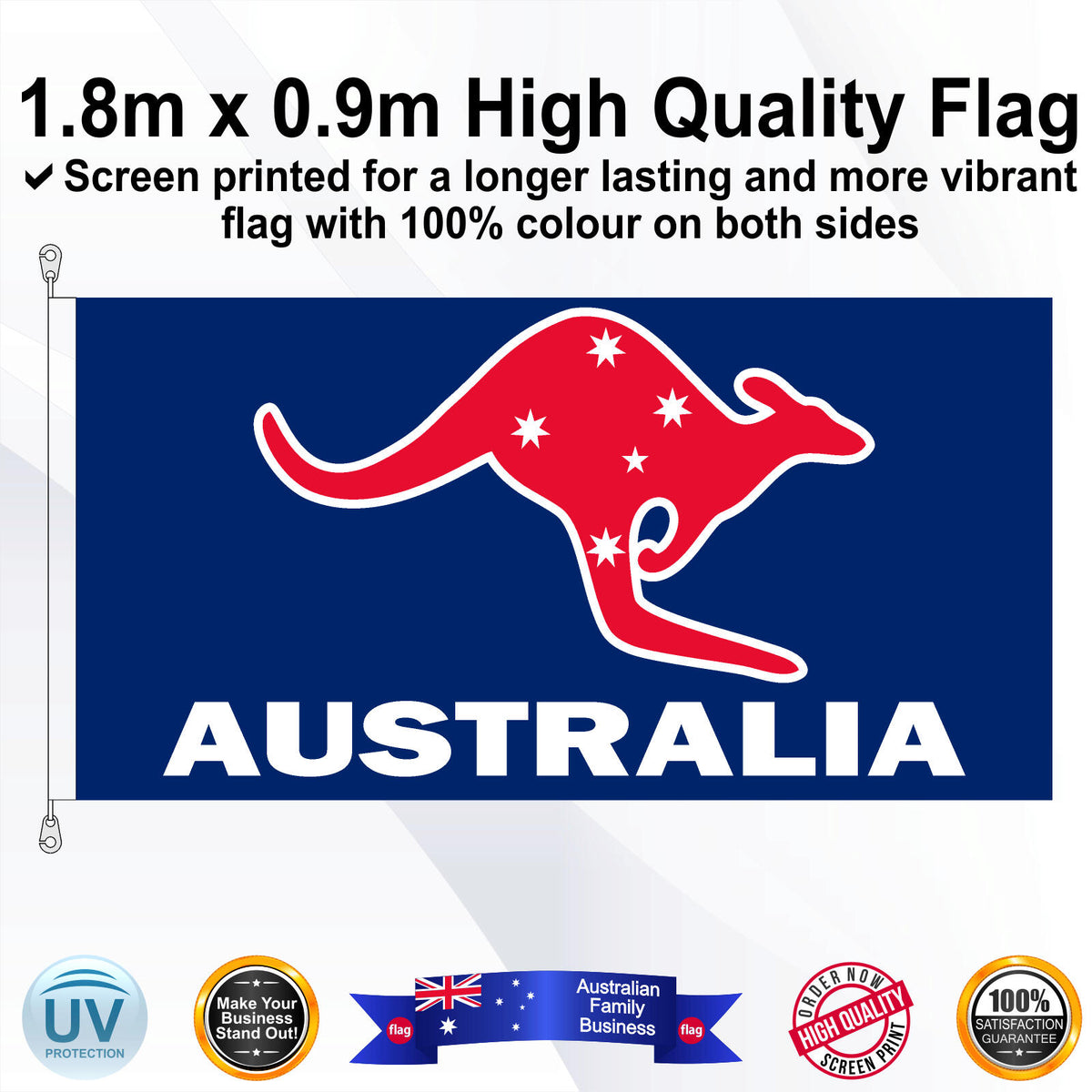 AUSTRALIA ROO Blue 1.8 x 0.9m Rectangle Flag - Image 3