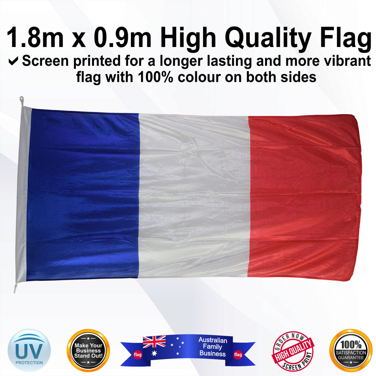 FRANCE Blue 1.8m x 0.9m Medium Rectangle Flag - Image 3